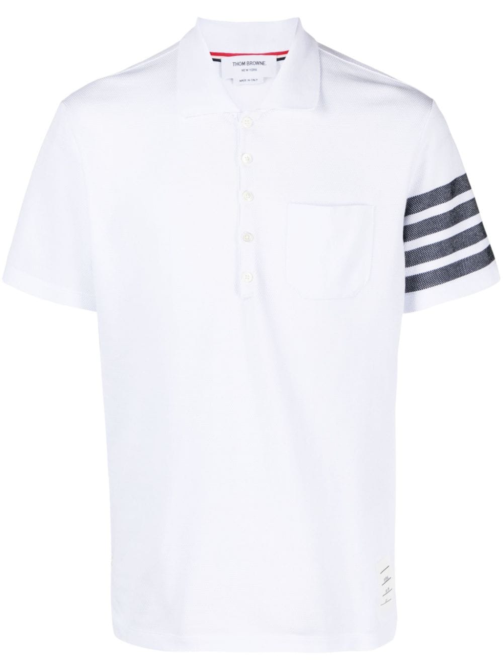 Shop Thom Browne 4-bar Cotton Polo Shirt In White