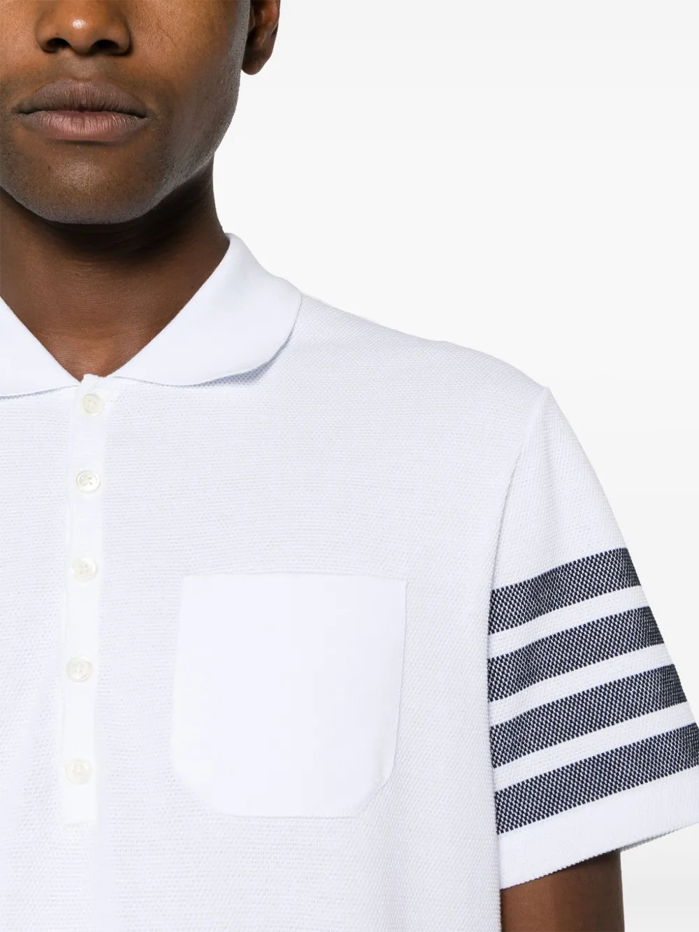 Shop Thom Browne 4-bar Cotton Polo Shirt In White