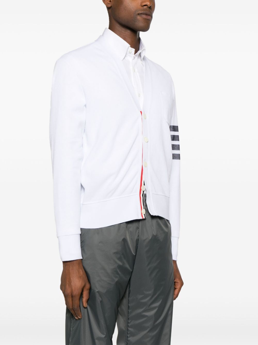 Shop Thom Browne 4-bar Cotton Cardigan In White