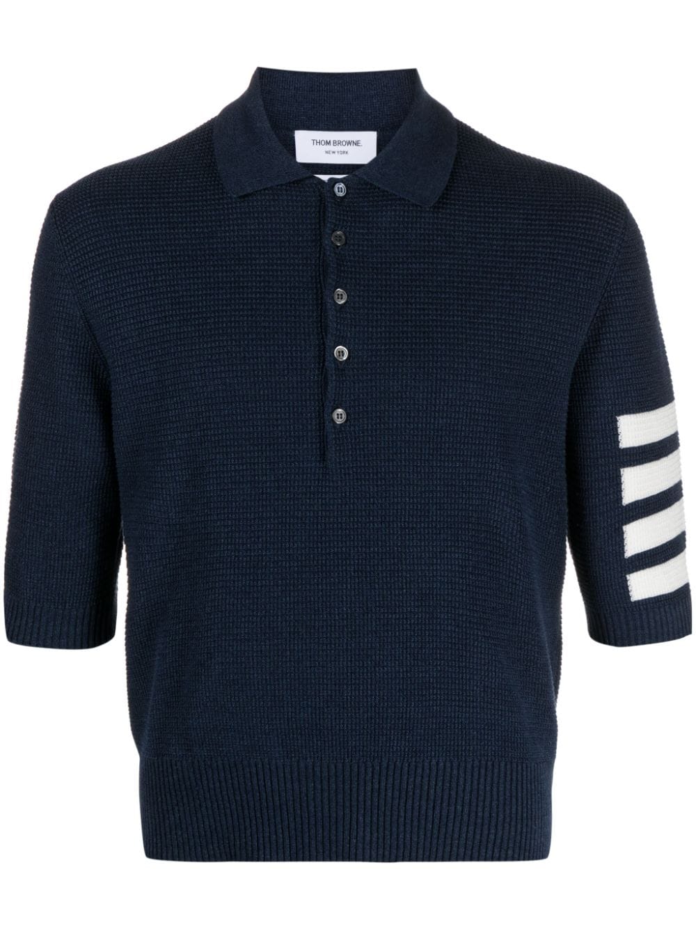 Image 1 of Thom Browne 4-Bar linen-blend polo