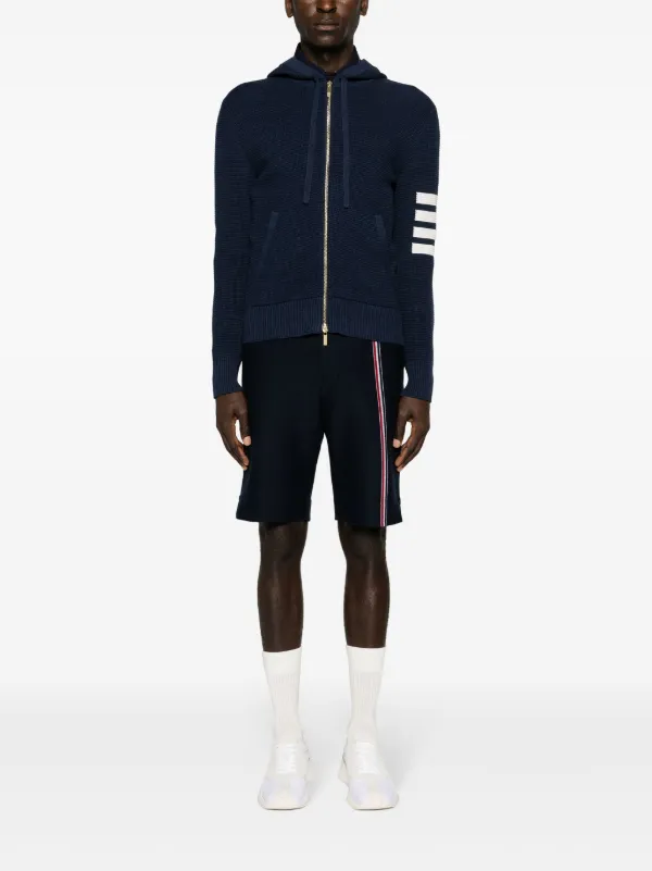 最終価格に変更！人気・超美品 トムブラウンネイビーワッフル 4BAR パーカー THOM BROWNE トムブラウン 4BAR ジップアップスウェットパーカー