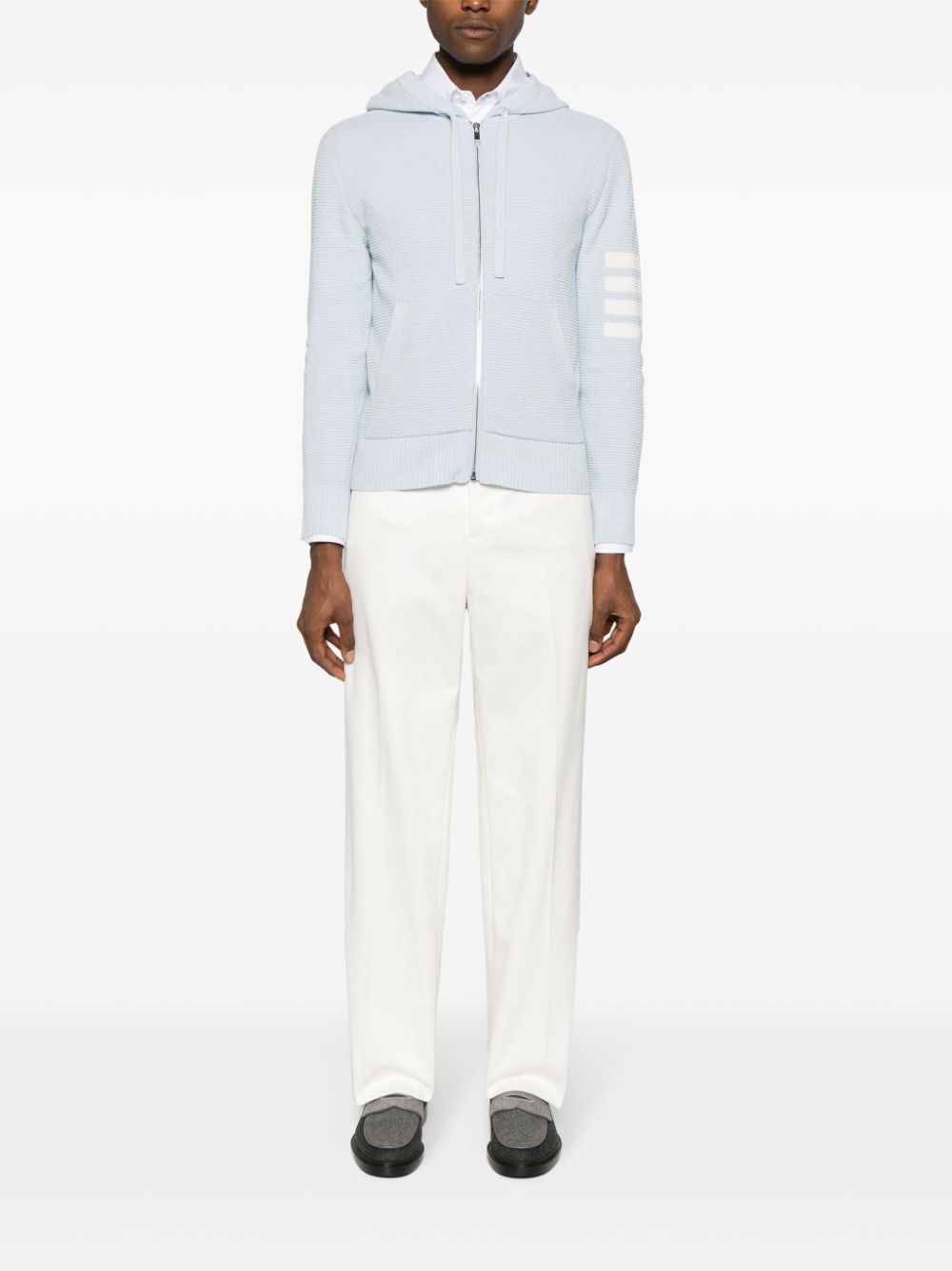 Shop Thom Browne 4 Bar Stripes Intarsia-knit Cardigan In Blue