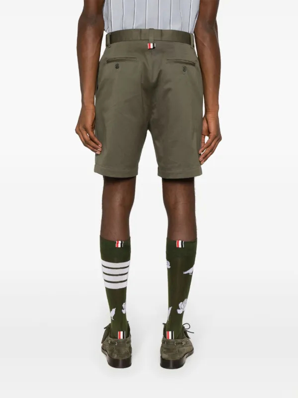 Thom Browne straight-leg Cotton Twill Shorts | Green | FARFETCH
