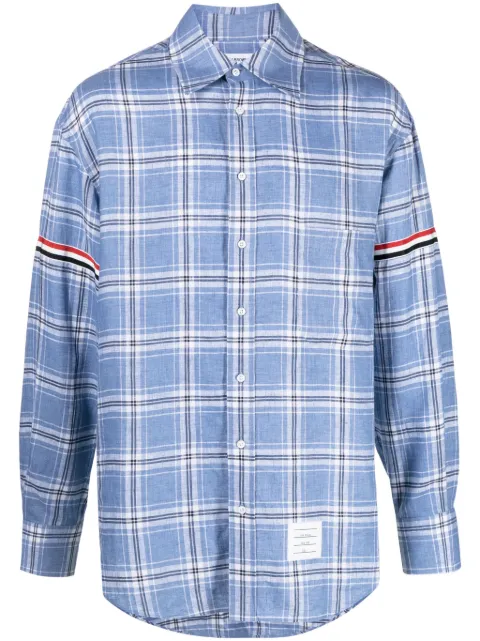 Thom Browne RWB stripe checked linen shirt