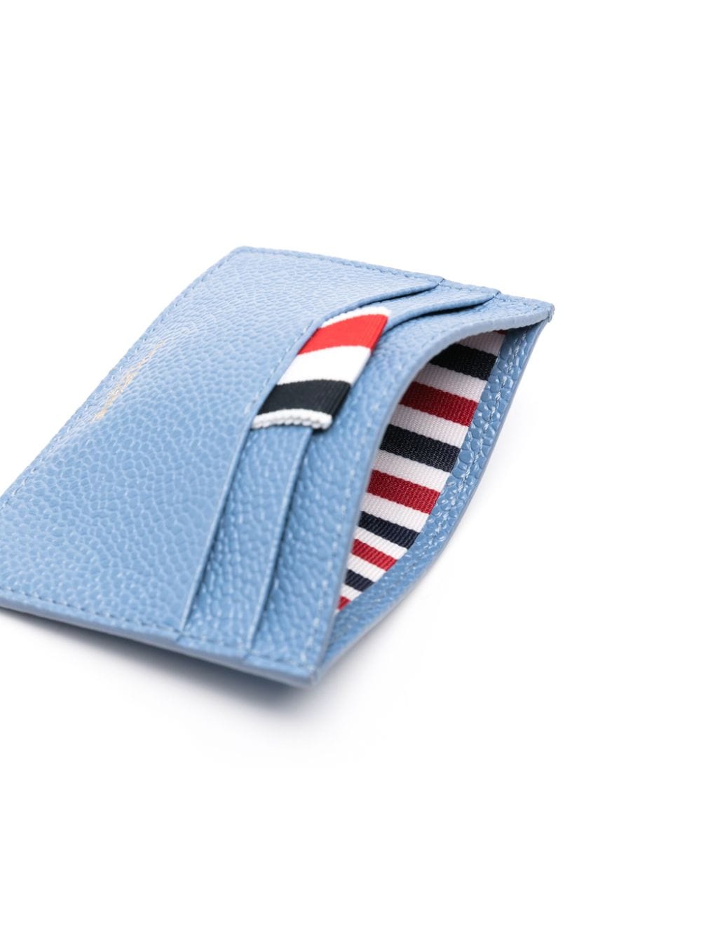 Shop Thom Browne 4-bar Rose-embroidered Leather Cardholder In Blue