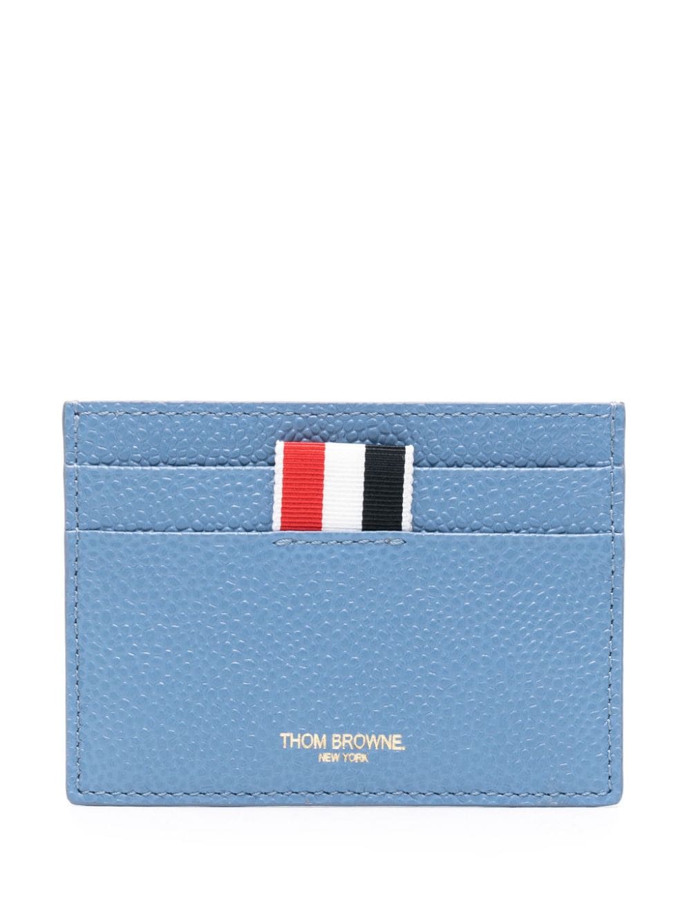Thom Browne 4-bar Rose-embroidered Leather Cardholder In Blue