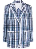 Thom Browne tartan-checked bouclé blazer - Blue