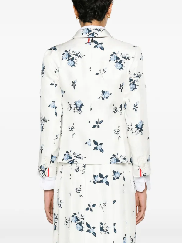 Thom Browne floral-print Silk Blazer | White | FARFETCH