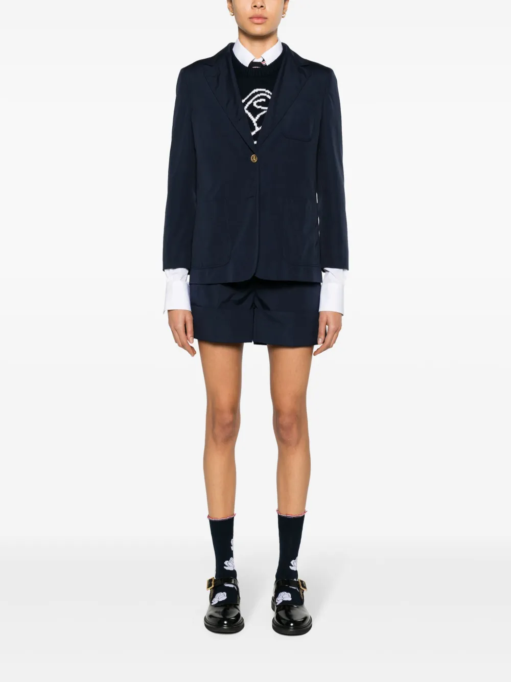 Thom Browne Blazer met enkele rij knopen - Blauw