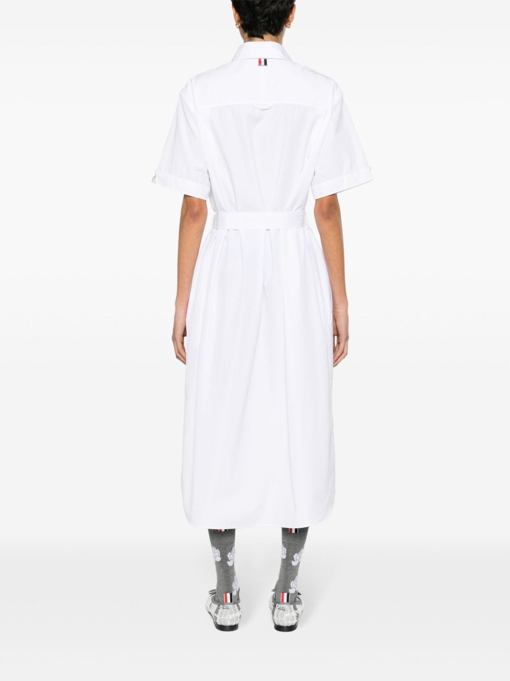 Shop Thom Browne Cotton Midi Shirt Dress In White