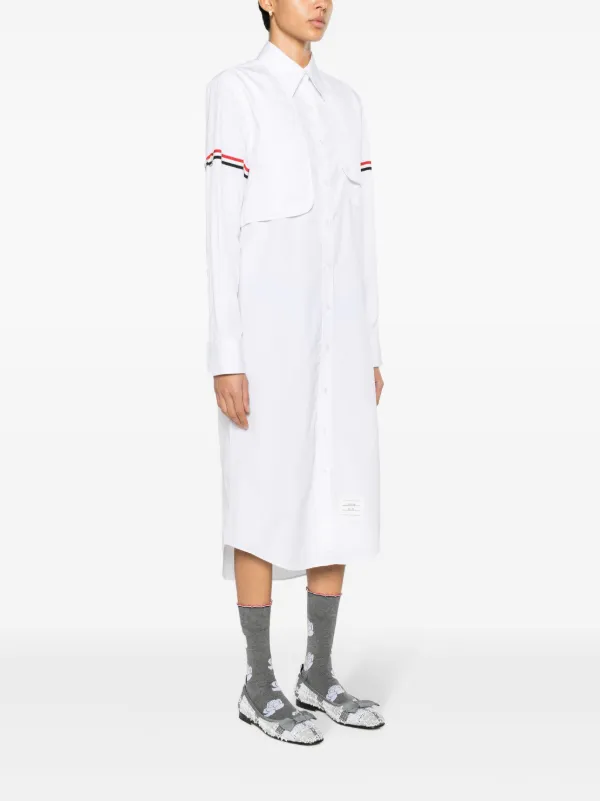 ワンピース THOM BROWNE Women Mid Skirts FDSE73O 03113100 White Thom Browne Cotton Midi Shirt Dress | White | FARFETCH