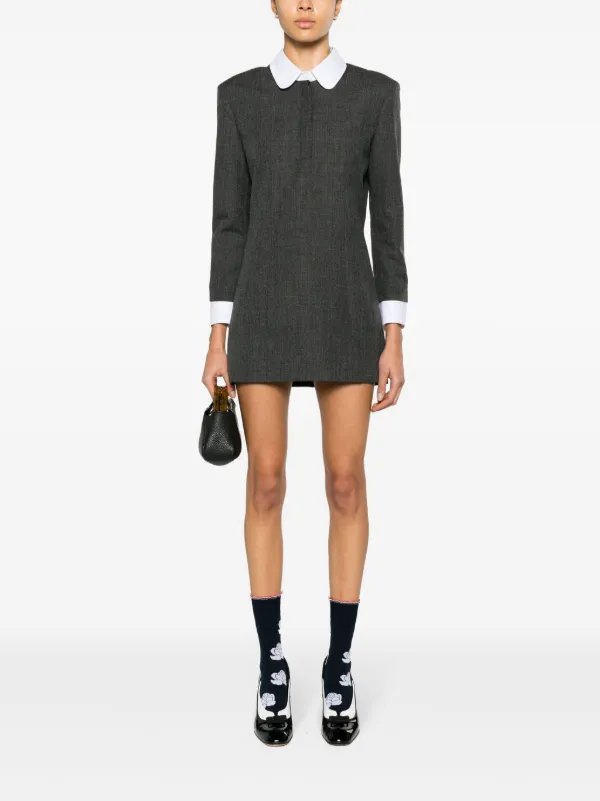 Thom Browne Virgin Wool Shift Minidress | Grey | FARFETCH OM