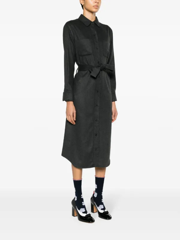 knee length dresses for ladies Donna Karan Women's Satin Midi Shirt Dress in Weathered Sage