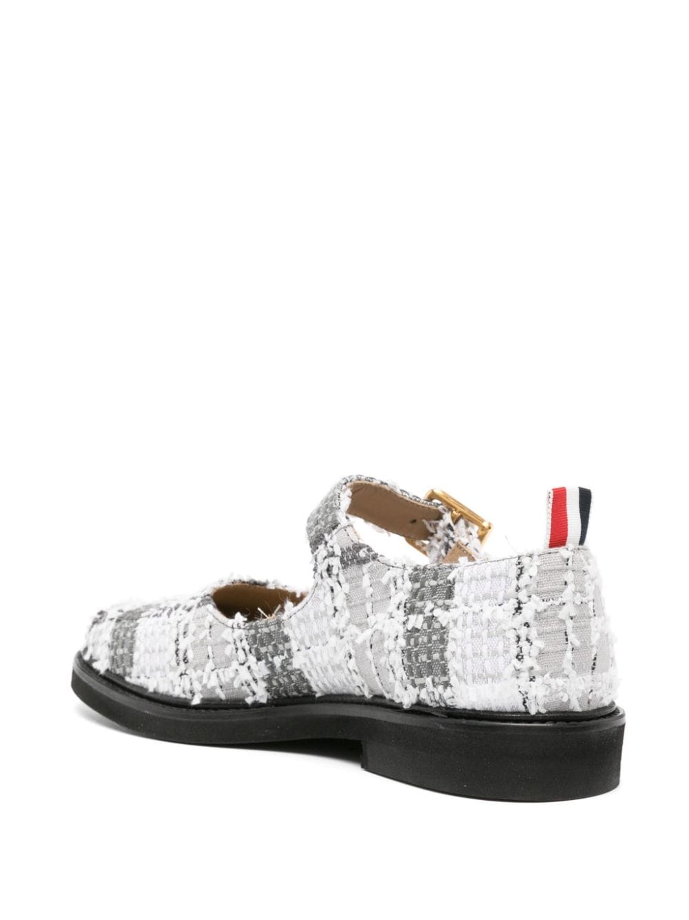 Shop Thom Browne Tartan-check Tweed Ballerina Shoes In Grey