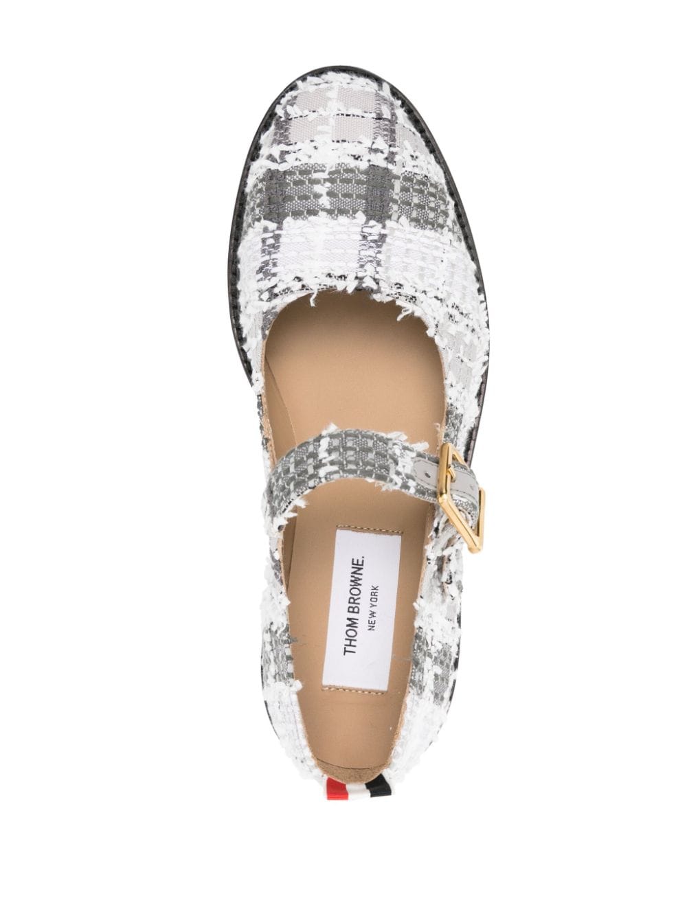 Shop Thom Browne Tartan-check Tweed Ballerina Shoes In Grey