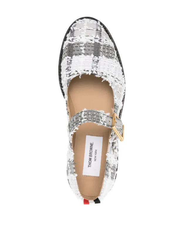 Thom Browne【 コーデが格上げ☆Tartan Tweed Opera Ballerina】 Thom Browne tartan-check Tweed Ballerina Shoes | Grey