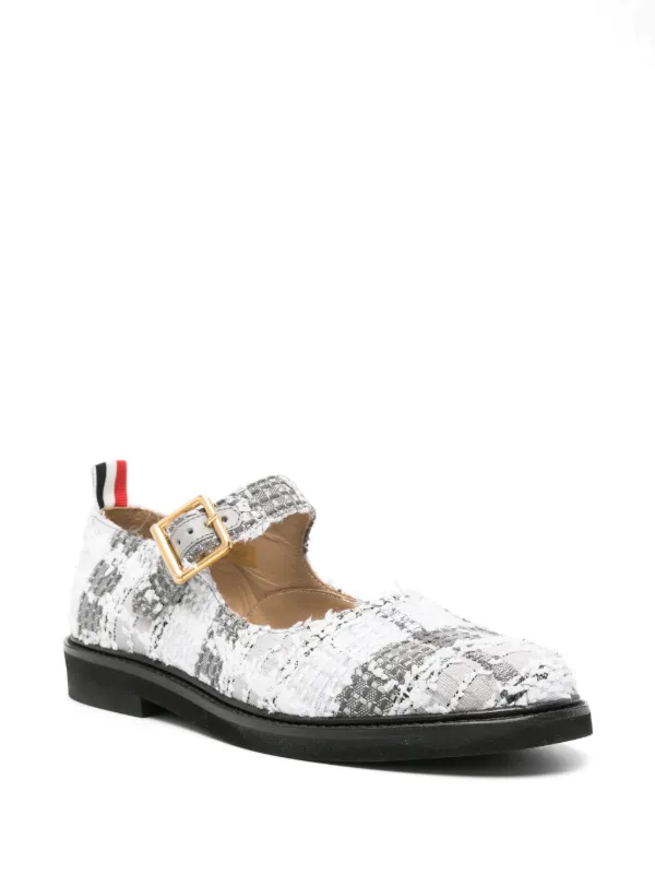 Thom Browne【 コーデが格上げ☆Tartan Tweed Opera Ballerina】 Thom Browne tartan-check Tweed Ballerina Shoes | Grey