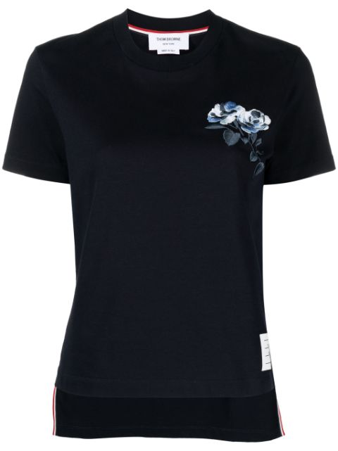 Thom Browne rose-embroidered cotton T-shirt