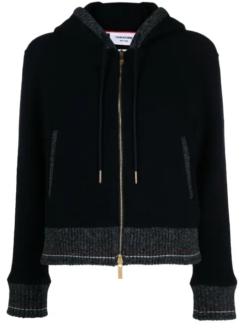 Thom Browne hooded zip-up wool cardigan