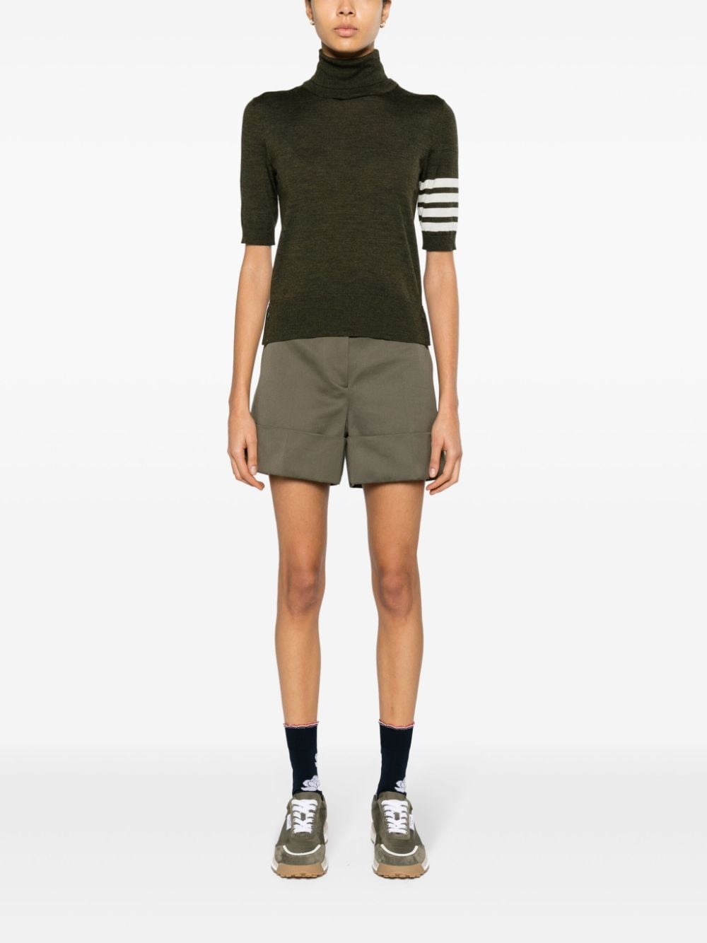 Shop Thom Browne 4-bar High-neck Knitted Top In Green