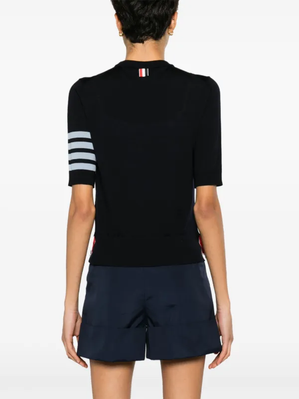 ★送料関税込★THOM BROWNE 4BAR ストライプ コットン Tシャツ Thom Browne 4BAR ストライプ Tシャツ | ブルー | FARFETCH JP