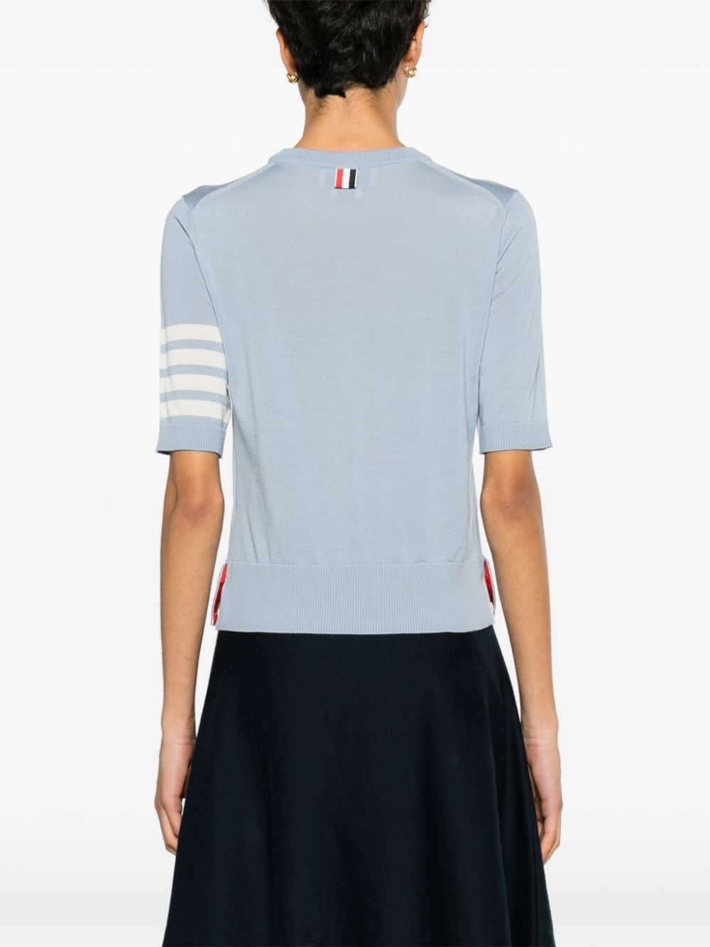 Shop Thom Browne 4-bar High-neck Knitted Top In Blue