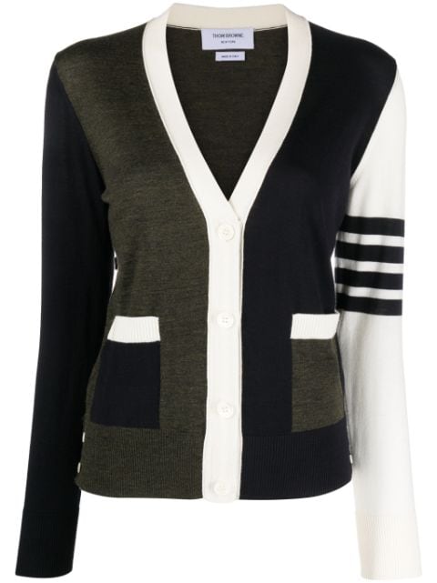 Thom Browne semi-sheer panelled knitted cardigan