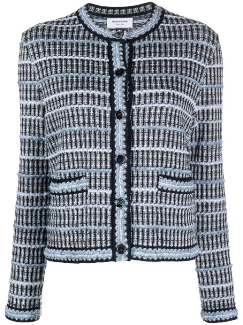 Thom Browne crew-neck tweed cardigan