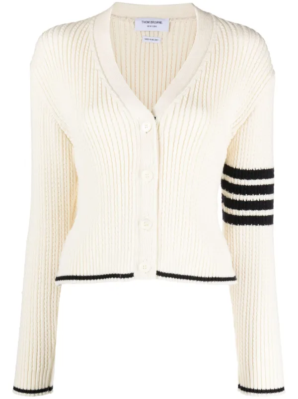 Thom Browne ケーブルニット カーディガン | ホワイト | FARFETCH JP