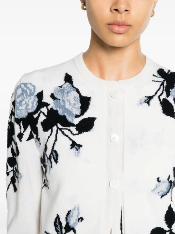 Thom Browne floral intarsia Cashmere Cardigan Neutrals FARFETCH CA