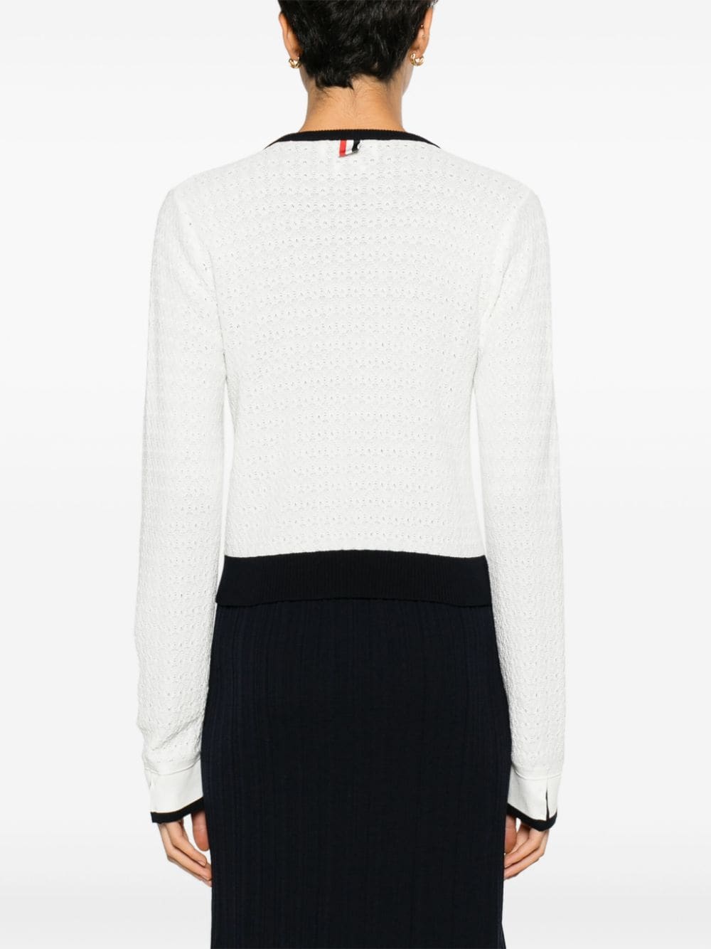 Shop Thom Browne Pointelle-knit Cotton Cardigan In 白色