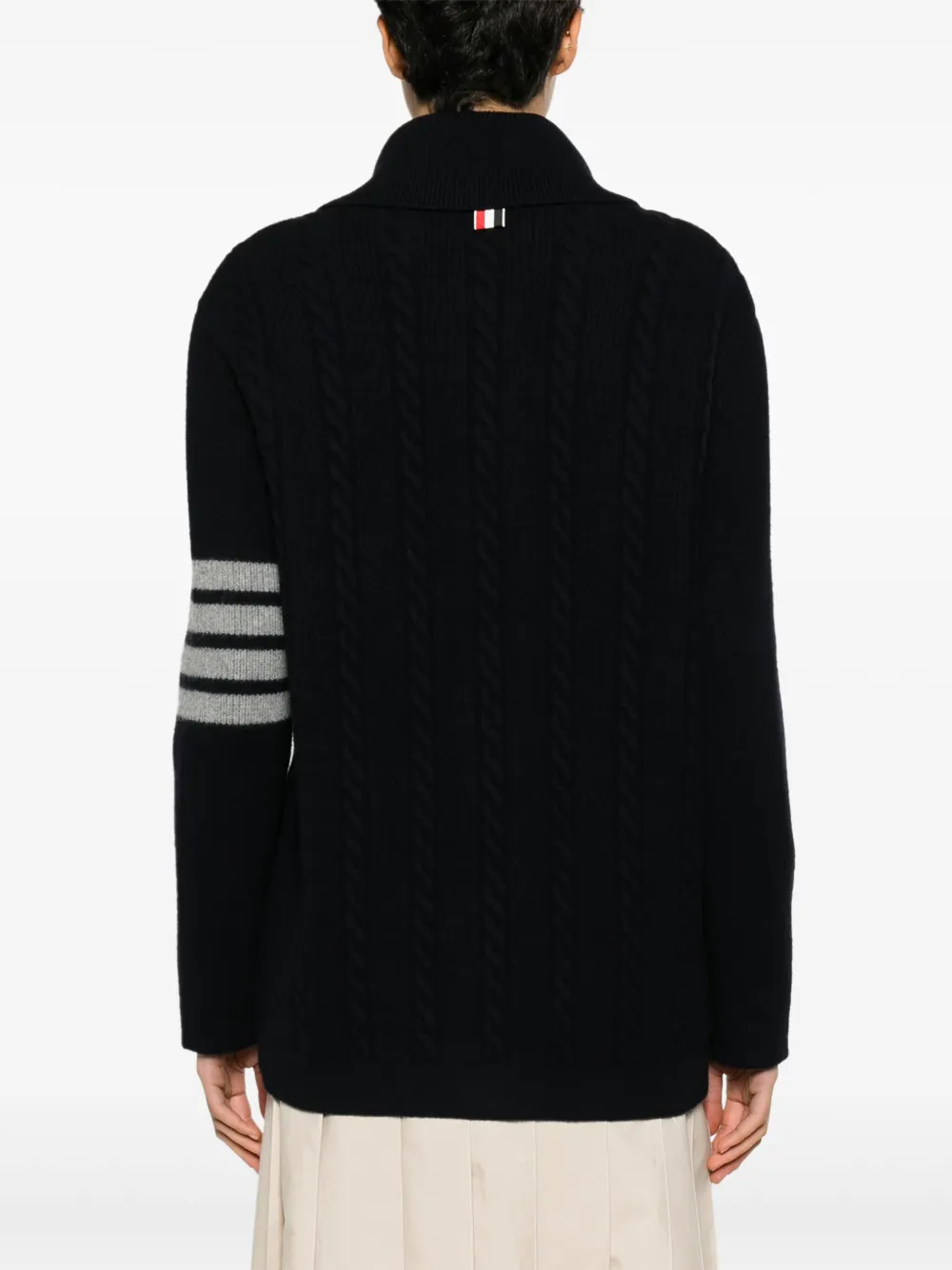 Thom Browne Kabelgebreid vest met gespreide kraag Blauw