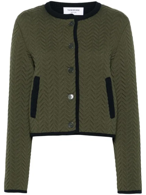 Thom Browne herringbone quilted-jacquard cardigan