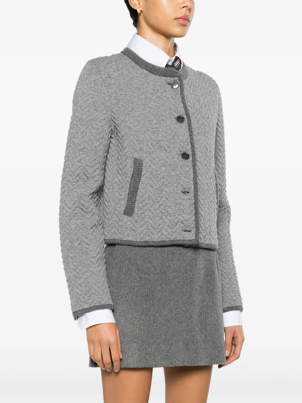 Thom Browne Vest met visgraat patroon Grijs