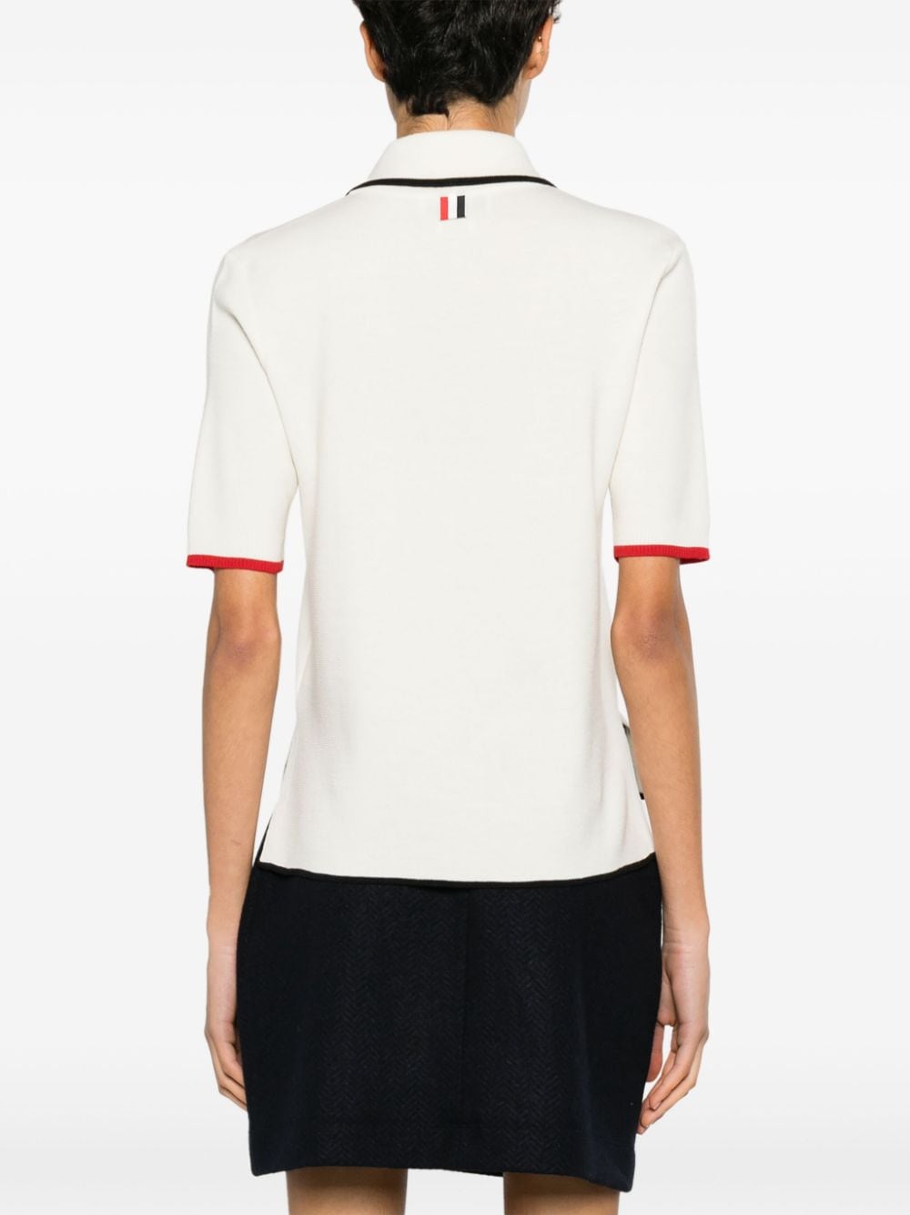 Shop Thom Browne Rwb-striped Virgin Wool Polo Shirt In White