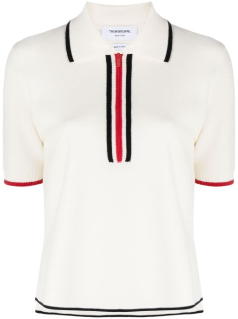 Thom Browne RWB-striped virgin wool polo shirt