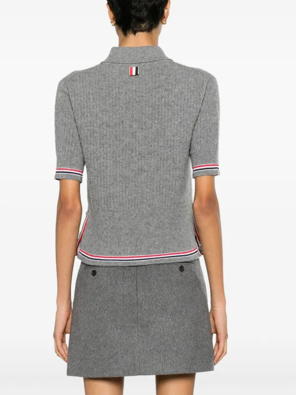 Thom Browne RWB-stripe Knitted T-shirt | Grey | FARFETCH