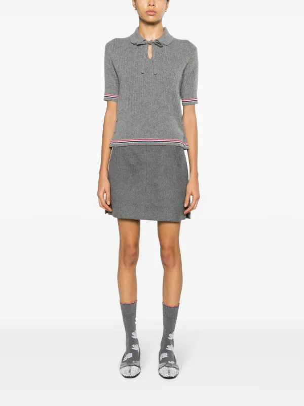 THOM BROWNE RWB フリツ ハイウエスト ミニスカト 【関税込】 Thom Browne RWB-stripe Knitted T-shirt | Grey | FARFETCH