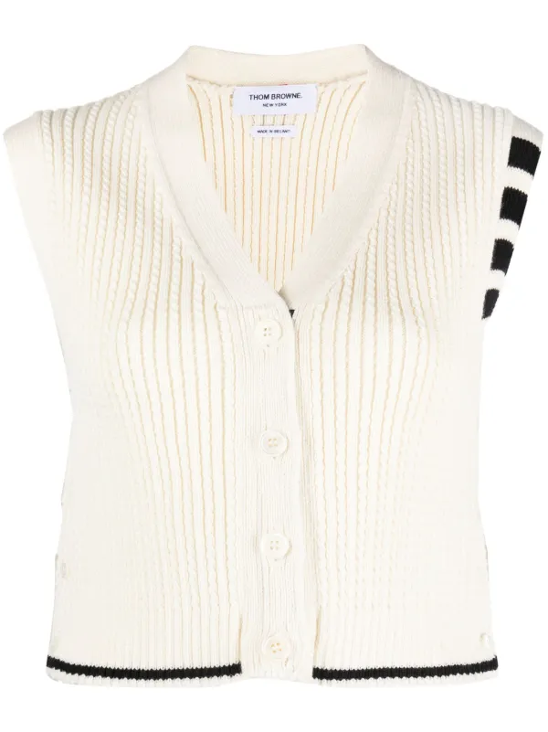 Thom Browne 4BAR ニットベスト | ホワイト | FARFETCH JP