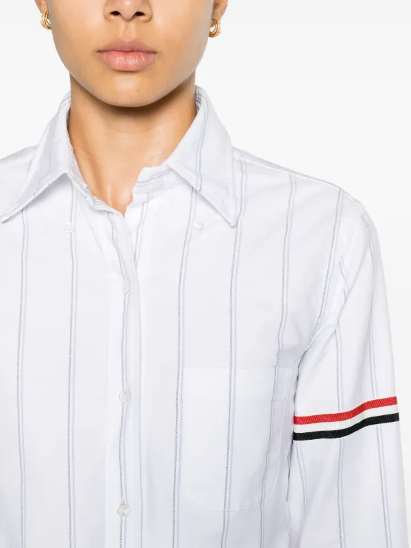 Thom Browne Cropped Striped Shirt | White | FARFETCH