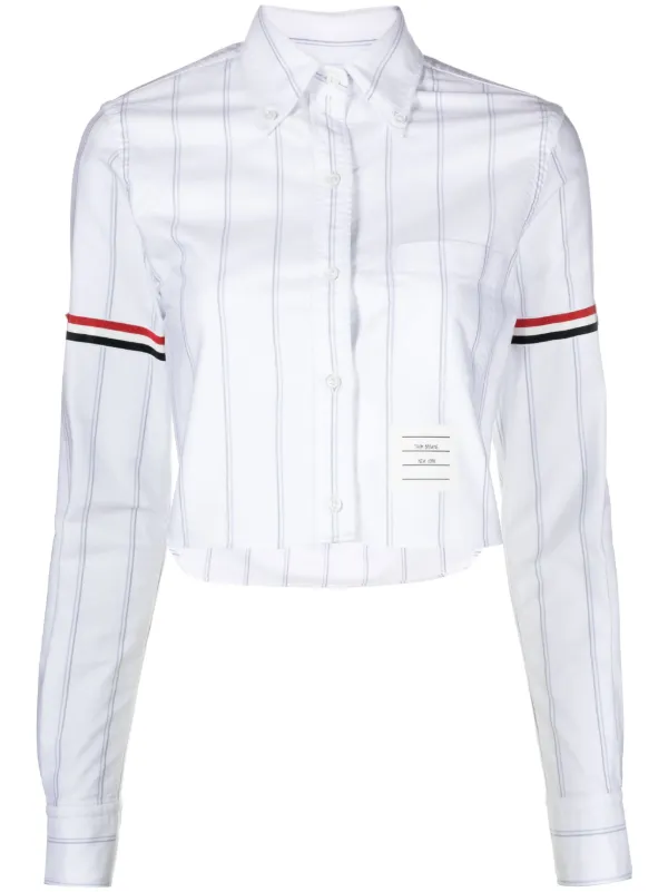 Thom Browne Cropped Striped Shirt | White | FARFETCH