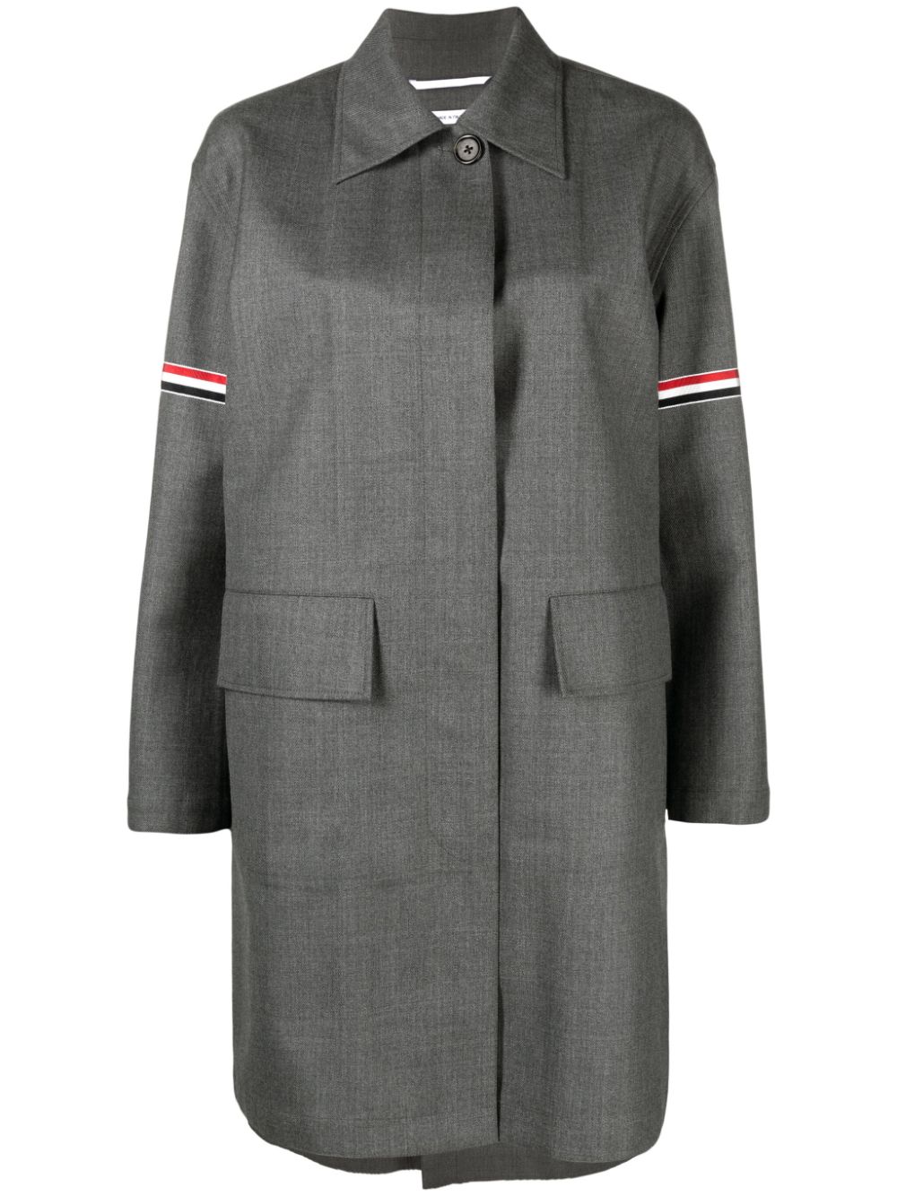 Thom Browne Cappotto con righe RWB - Grigio