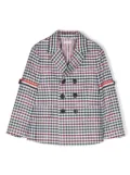 Thom Browne Kids gingham-tartan double-breasted blazer - Green