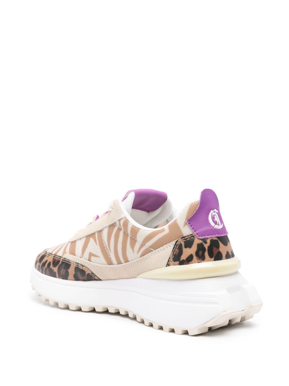 Shop Just Cavalli Logo-patch Low-top Sneakers In Neutrals