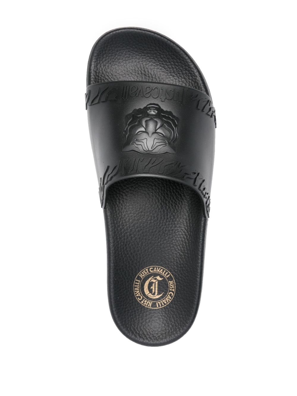 Shop Just Cavalli Logo-embossed Slides In Black