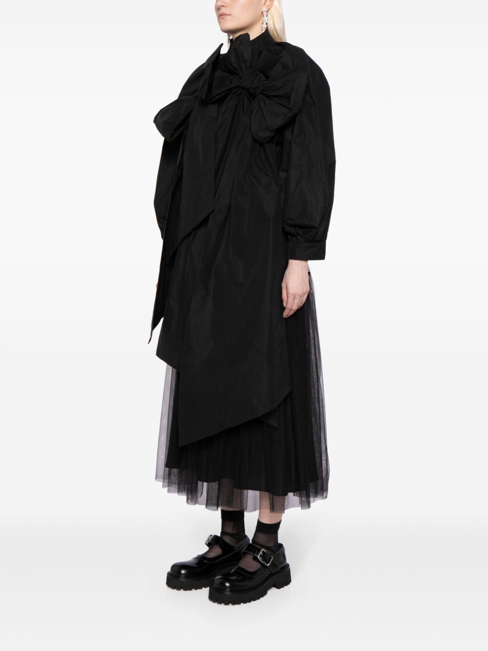 Shop Simone Rocha Bow-detailing Asymmetric Jacket In Black