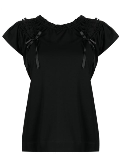 Simone Rocha bow-embellished cut-out cotton top