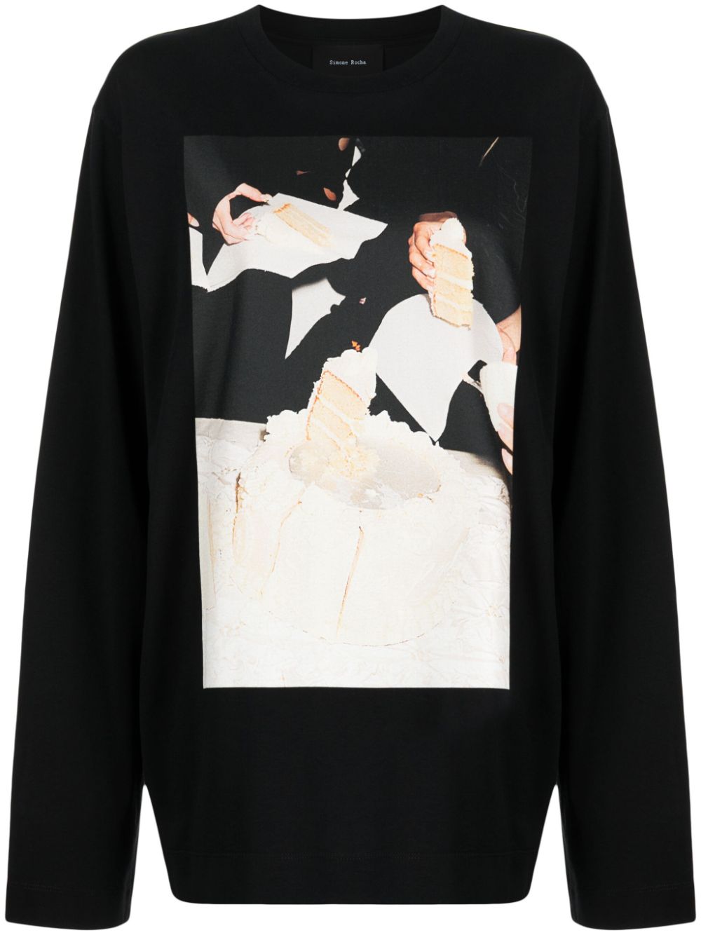 Simone Rocha Graphic-print Cotton Sweatshirt In Black