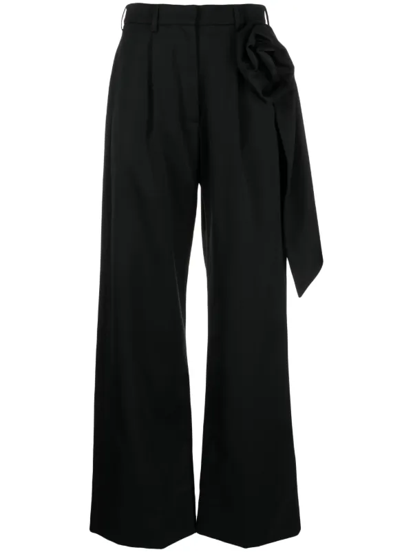 Simone Rocha rose-appliqué Wool Trousers - Farfetch