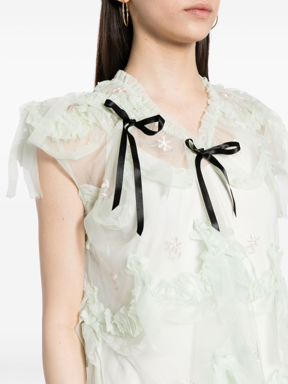 Shop Simone Rocha Shoulder Bite Sack Tulle Dress In Green